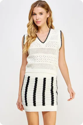 Crochet Open Weave Knit Sleeveless Top