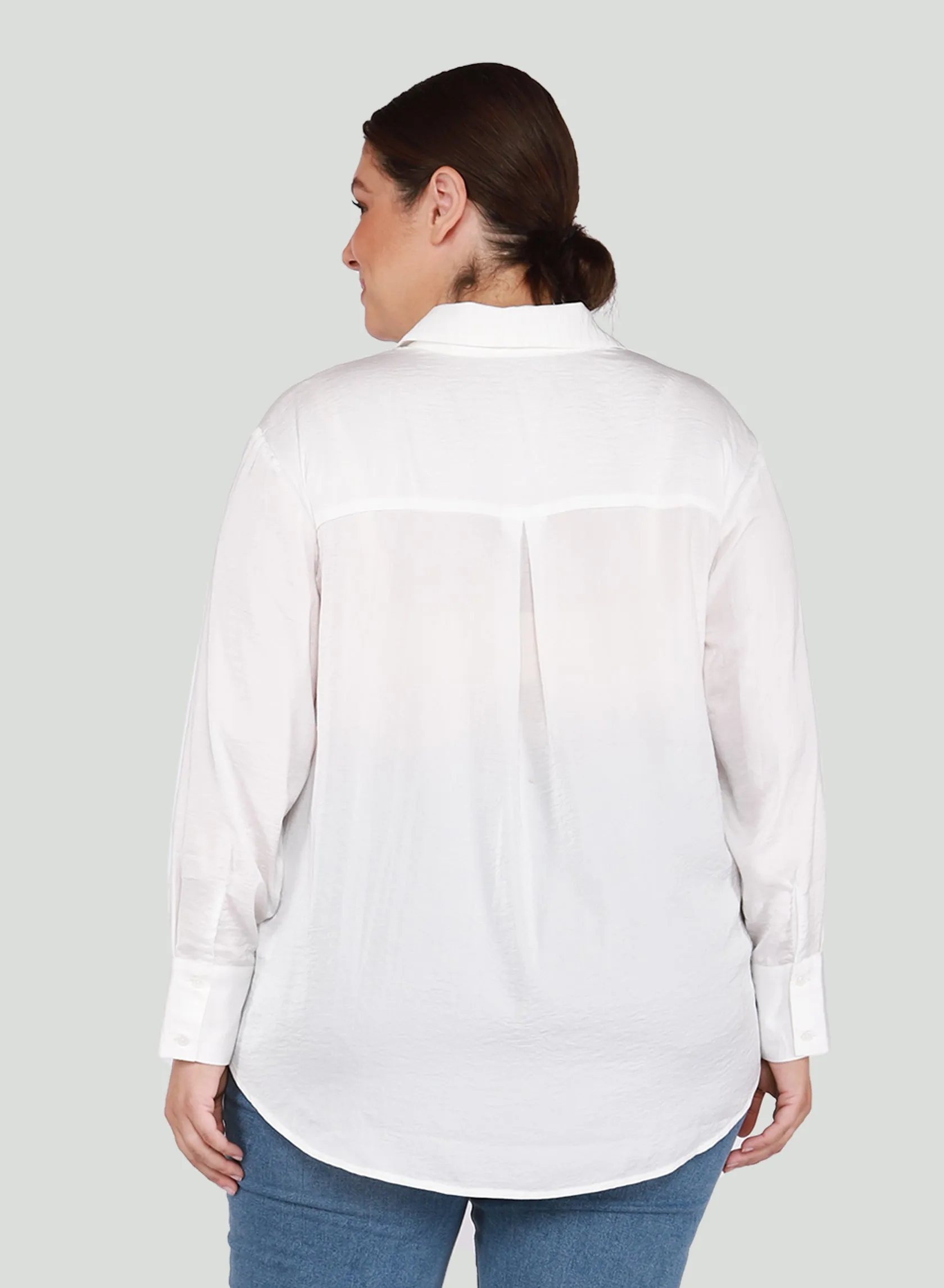 Dex Plus Textured Button Front Blouse In White