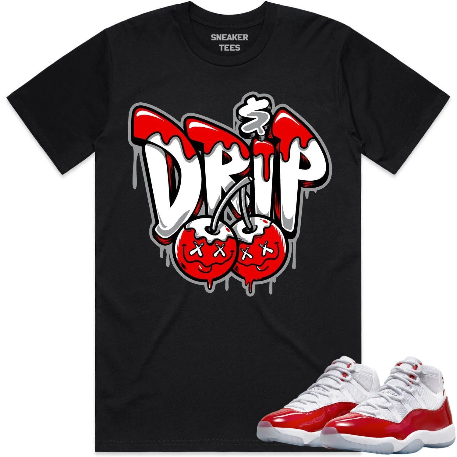 Jordan 11 Cherry 11s Shirt to Match - RED MONEY DRIP