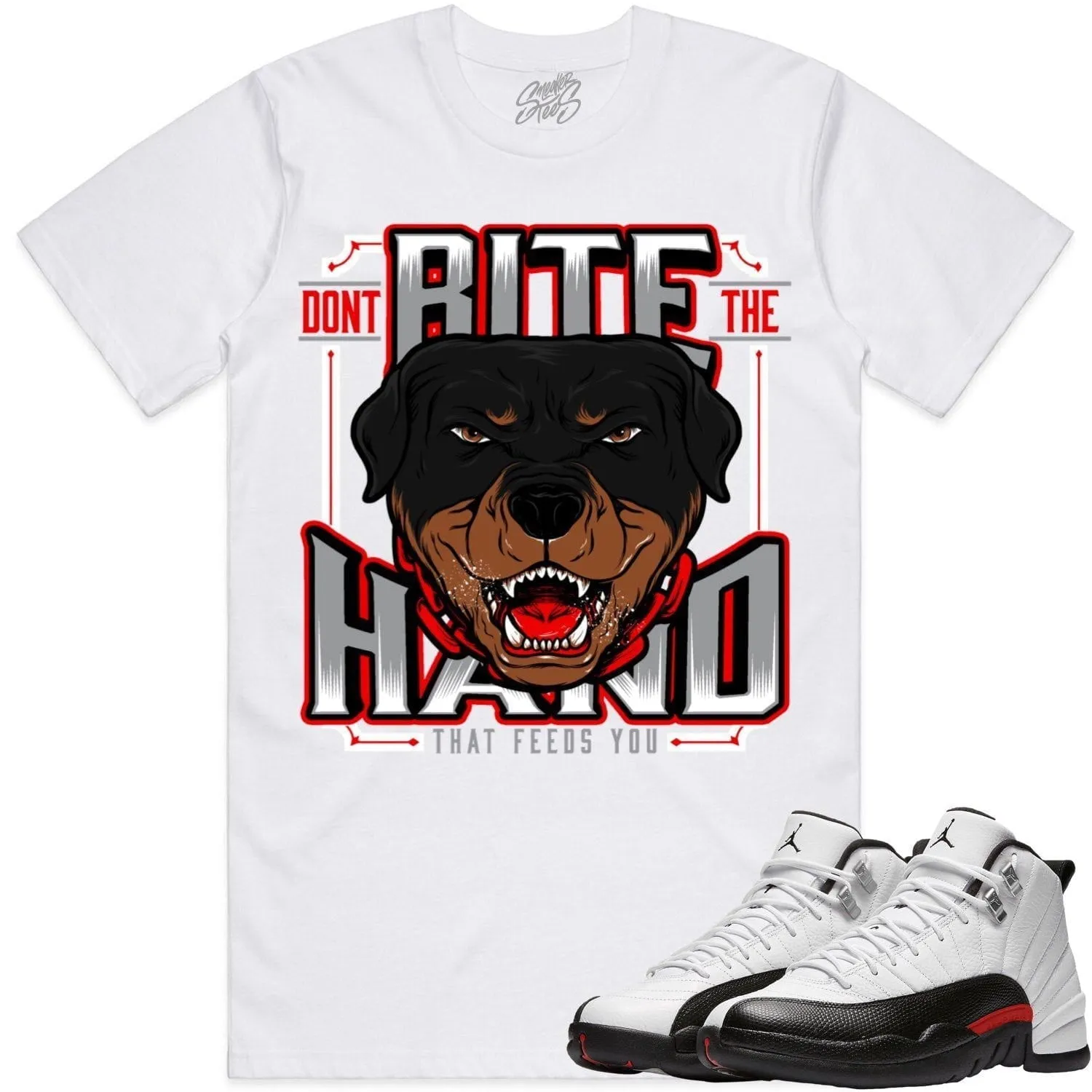 Jordan 12 Red Taxi 12s Shirt to Match - RED DONT BITE