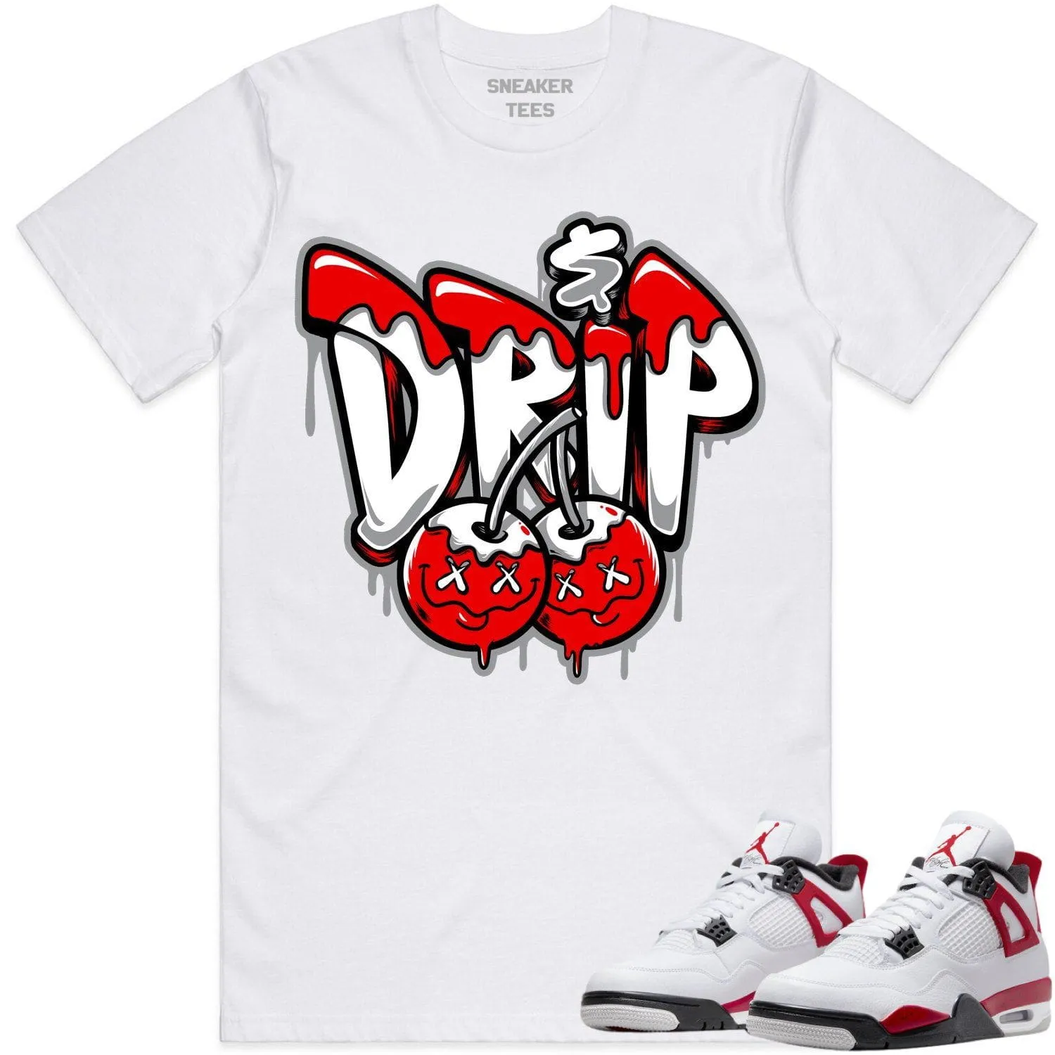 Jordan 4 Red Cement 4s Shirt to Match - RED MONEY DRIP