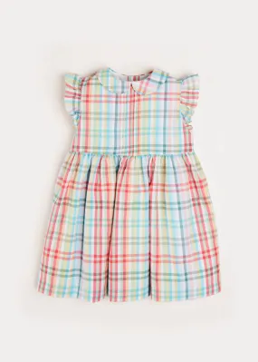 Polo Collar Sleeveless Bold Check Dress in Blue (12mths-10yrs)