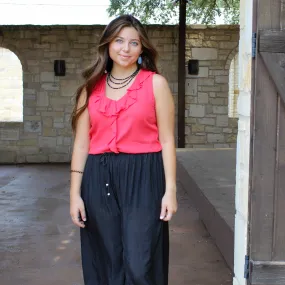 Roper Red Ruffle Blouse