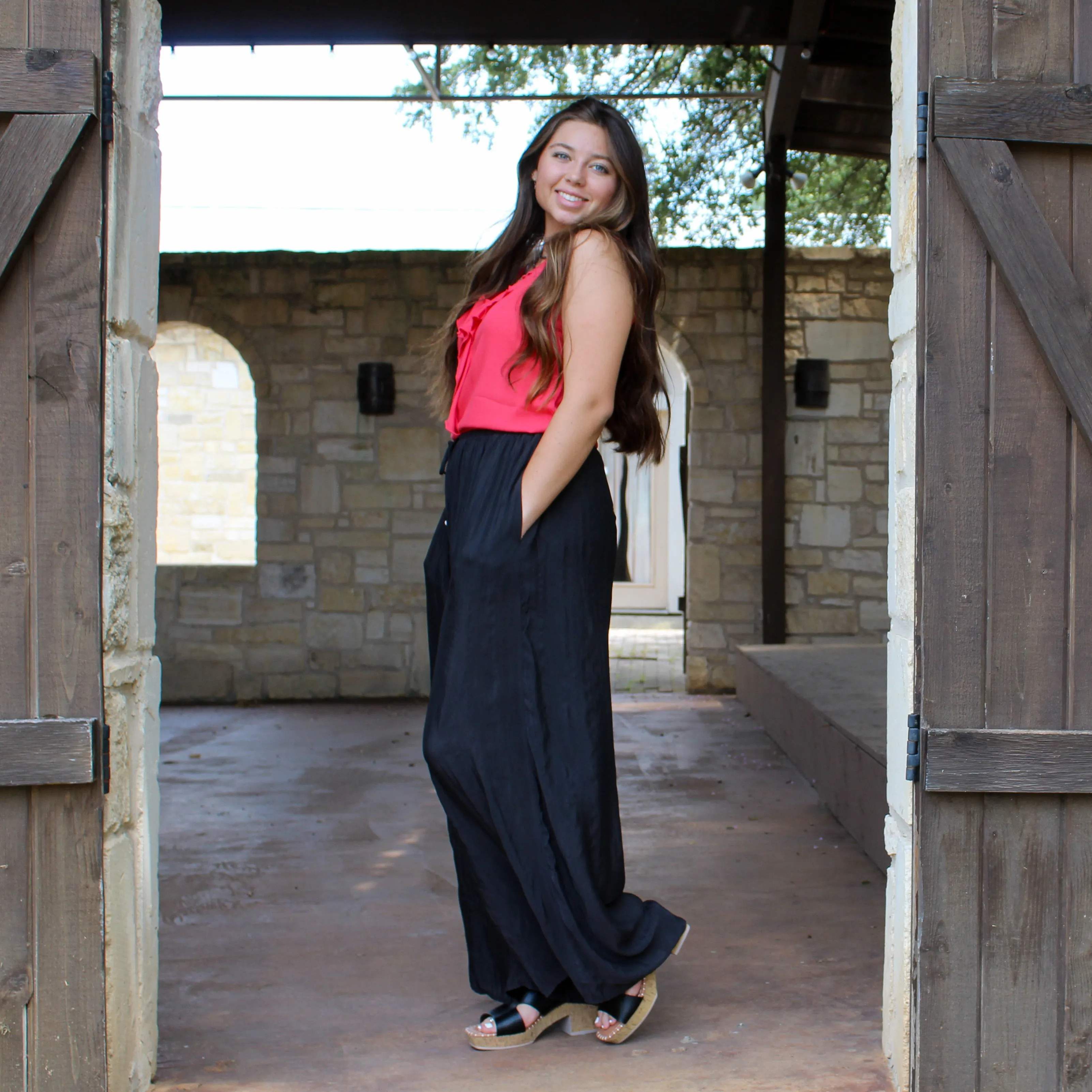 Roper Red Ruffle Blouse