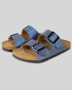 Sandalias Correa Brillo Azul