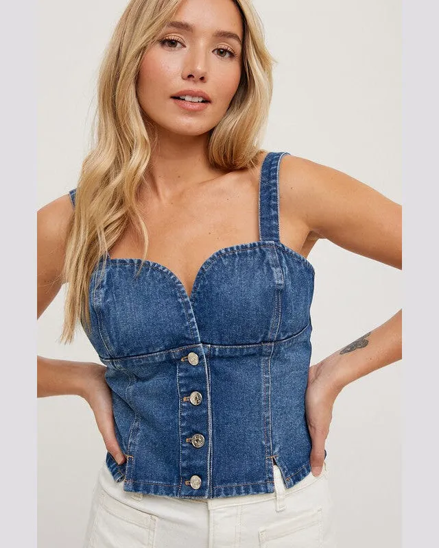 Sleeveless Denim Crop Top