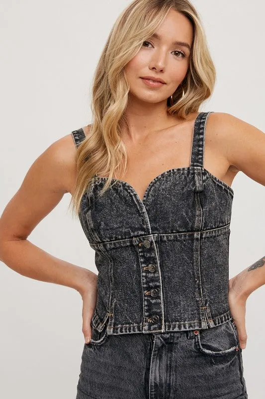 Sleeveless Denim Crop Top