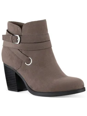 STYLE & COMPANY Womens Beige Slip-Resistant Buckle Accent Breathable Zolaa Round Toe Block Heel Zip-Up Booties M