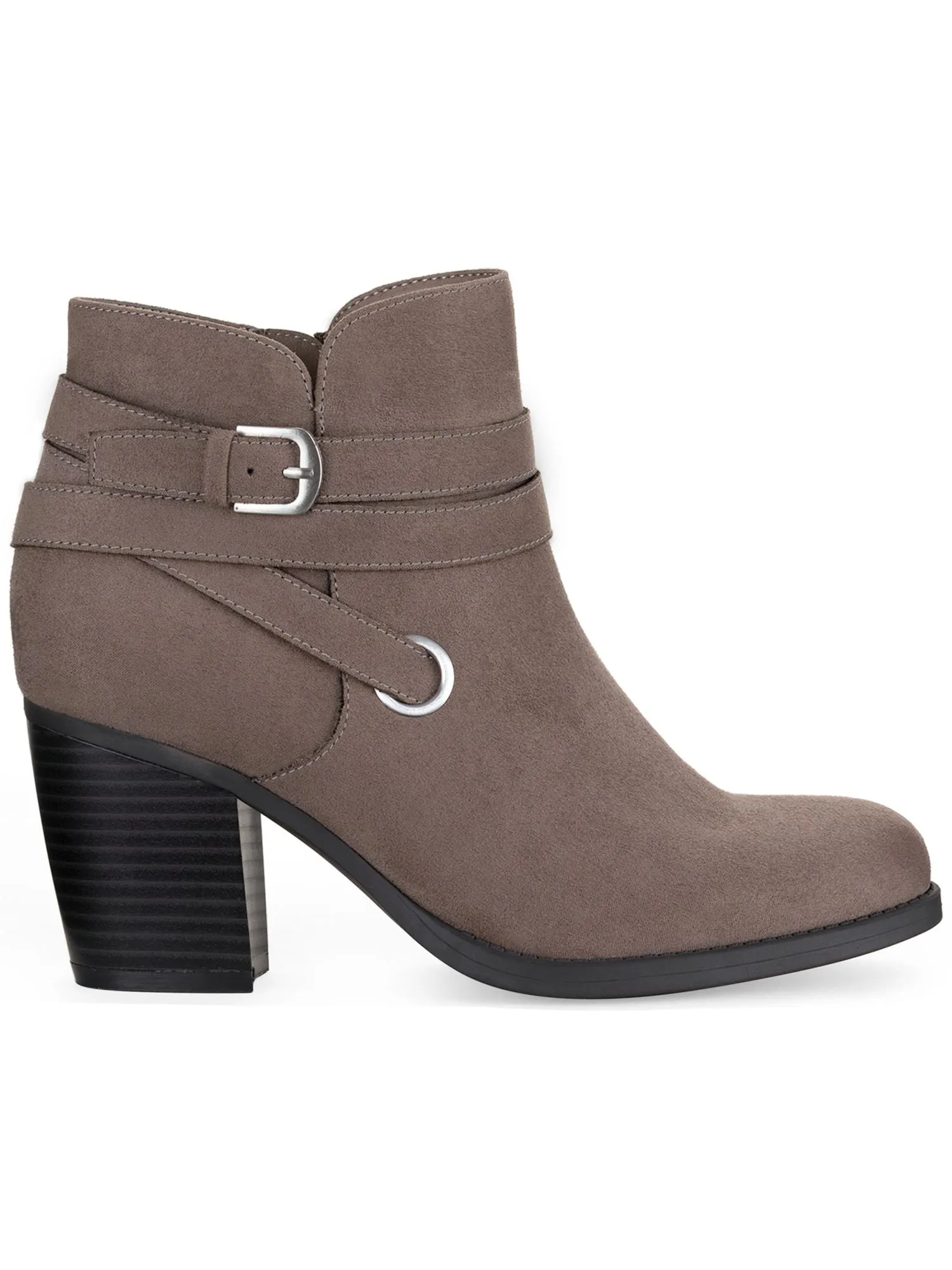 STYLE & COMPANY Womens Beige Slip-Resistant Buckle Accent Breathable Zolaa Round Toe Block Heel Zip-Up Booties M