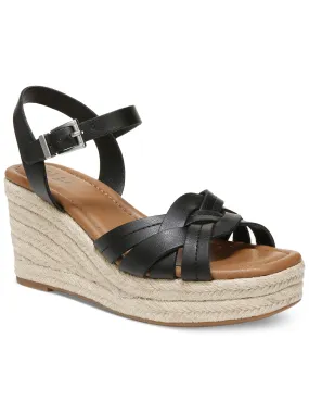 STYLE & COMPANY Womens Black Color Block 1-1/2 Platformpadded Ankle Strap Woven Cerres Open Toe Wedge Buckle Espadrille Shoes M