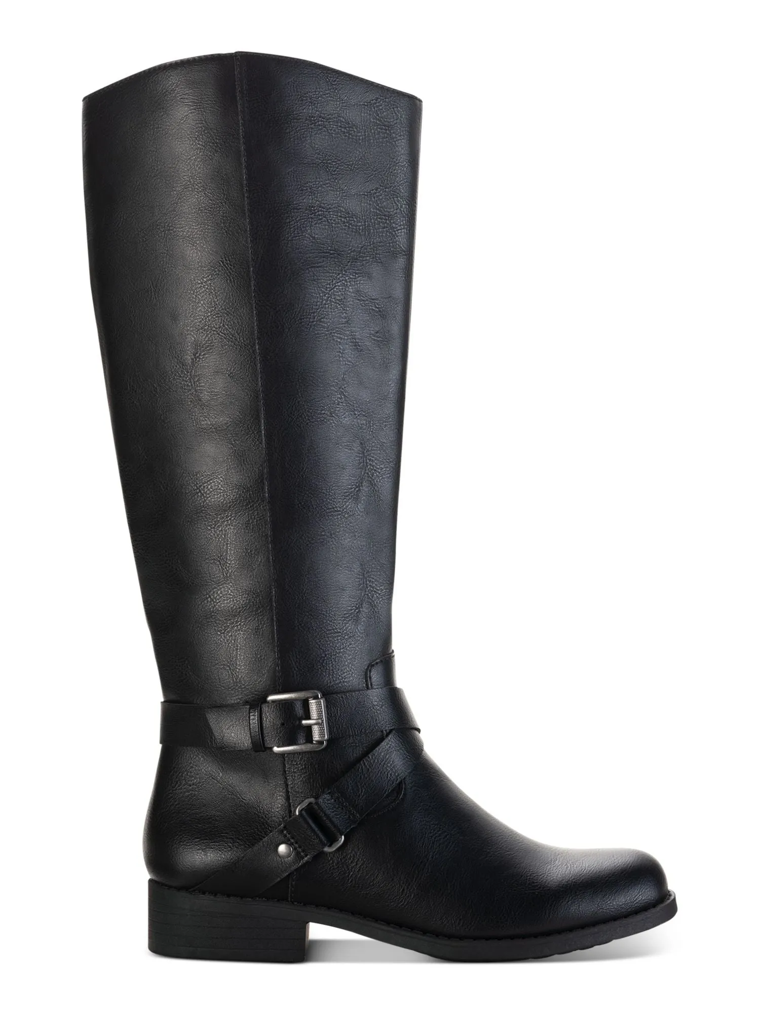 STYLE & COMPANY Womens Black Gored Buckle Accent Marlee Round Toe Block Heel Zip-Up Riding Boot M