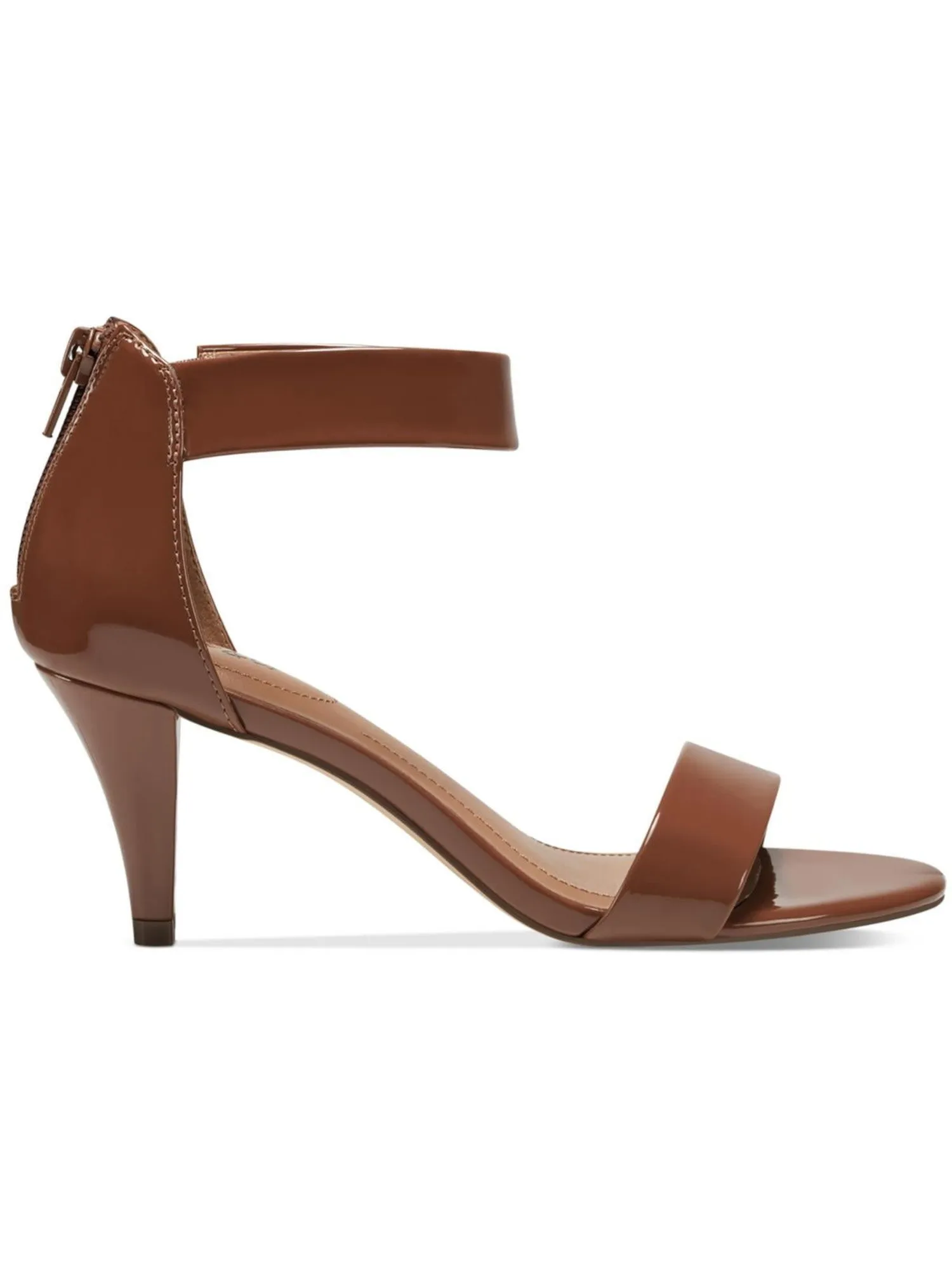 STYLE & COMPANY Womens Brown Goring Ankle Strap Padded Paycee Round Toe Cone Heel Zip-Up Heeled M