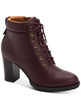 STYLE & COMPANY Womens Burgundy Lucillee Almond Toe Lace-Up Heeled Boots M