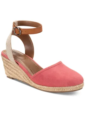 STYLE & COMPANY Womens Pink Mixed Media Ankle Strap Padded Mailena Round Toe Wedge Buckle Espadrille Shoes M