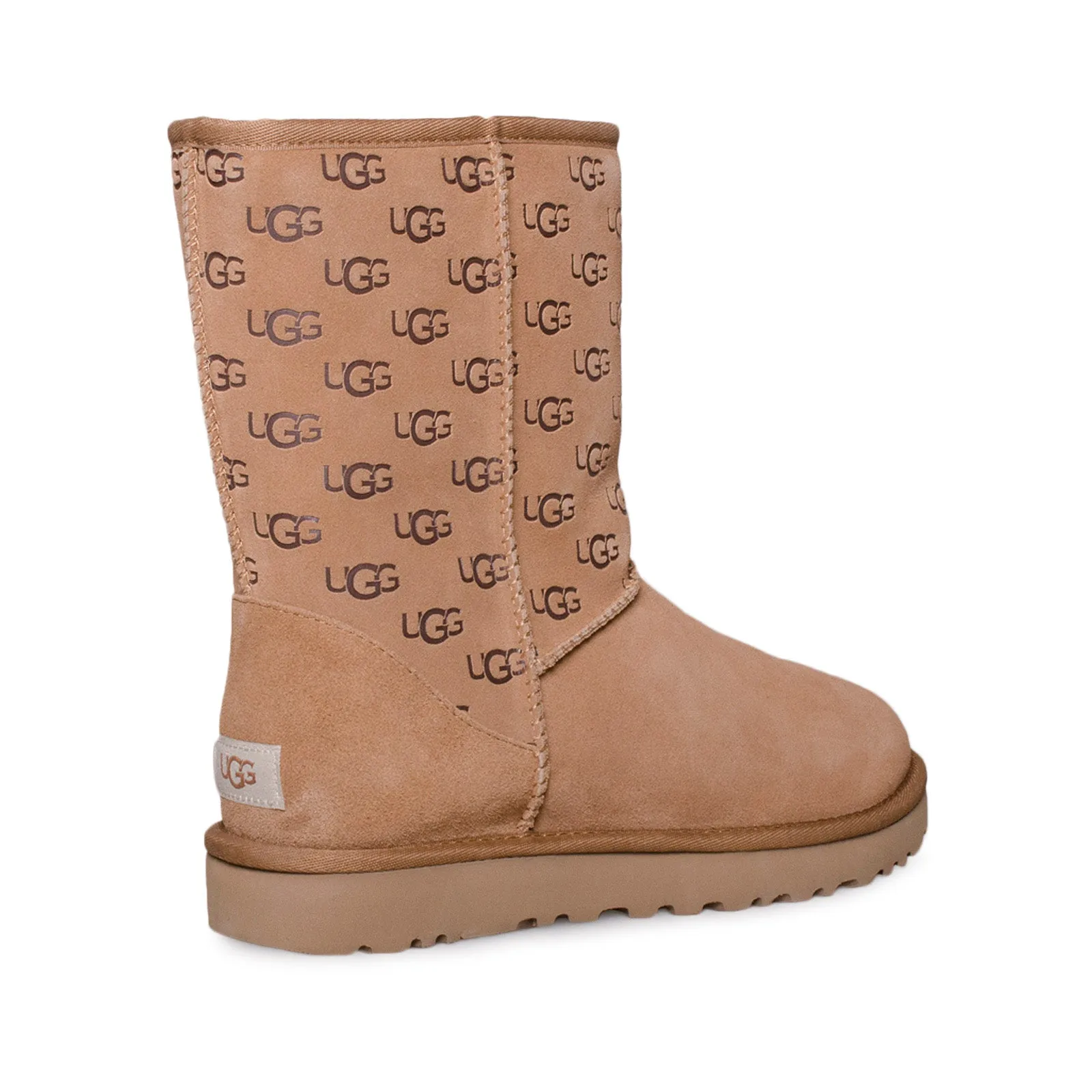 UGG Classic Short Embossed Logo Chestnut Boots - Women's