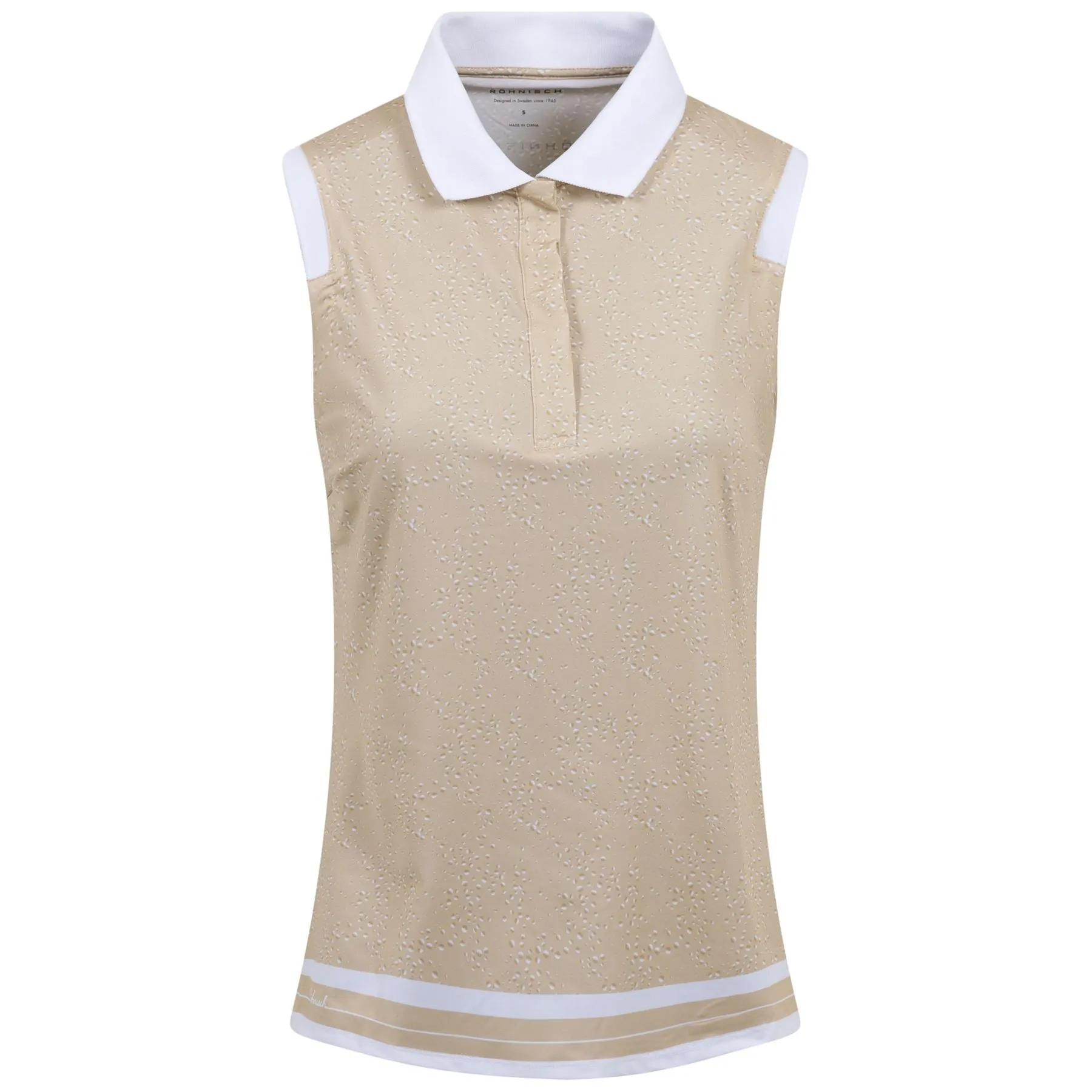 Womens Deni Sleeveless Polo Space Dot Beige - SS23